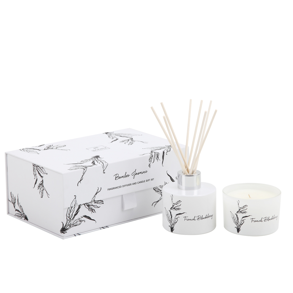 Mescente wholesale luxury private label aroma reed diffuser and scented candle gift set