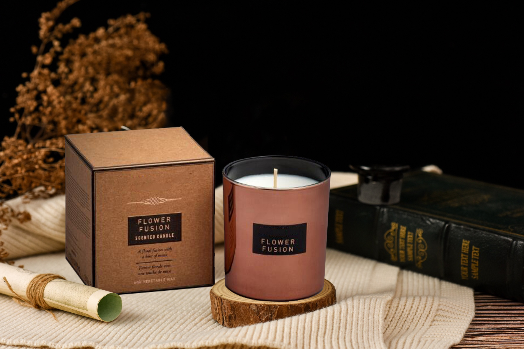 Mescente Wholesale Cheap Luxury Private Label Custom Big Luxury Flower Glass Scented Soy Wax Candles