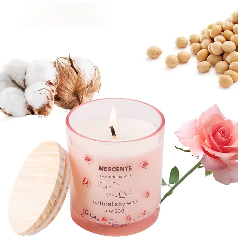 M&Scent Handmade Luxury Glass Holder Spiritual Ceramics Pillar Vanilla Scented Candle With Crystals