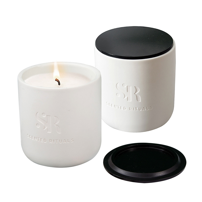 M&Scent Costom Logo Cheap Ceramic Jars with Wooden Lids Candle, Coconut Wax Luxury Candles