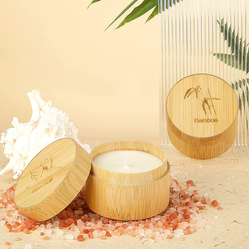 Good Smelling Bamboo & Sea Salt Candles for Home Scented, Soy Wax Organic Candle Set