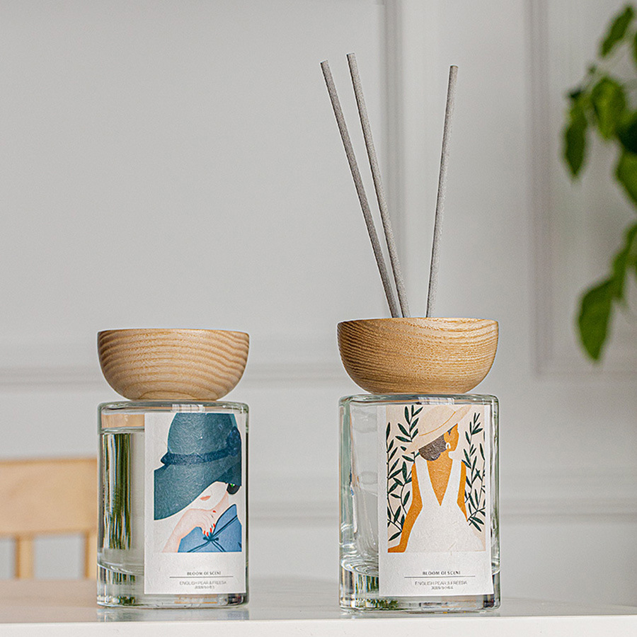 M&Scent wholesale private label glass bottle stick reed diffuser sets with stopper