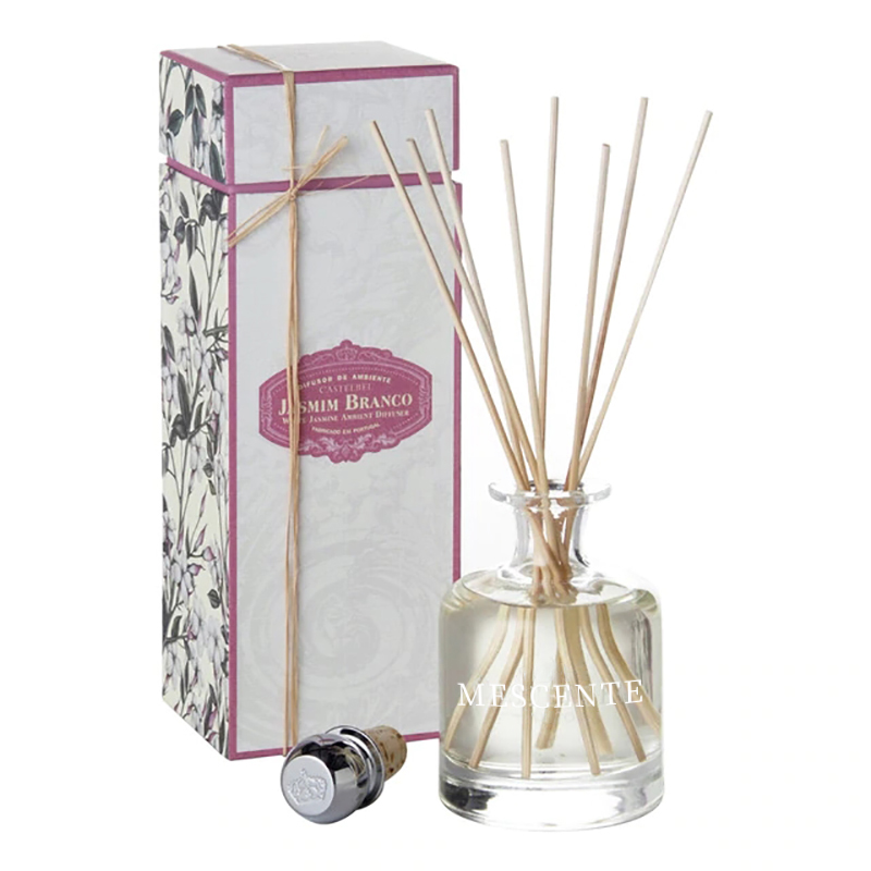 Luxury Spring 400ml Eco Friendly Pink Bottles Cement Grey Leather Magnolia Scent Flower Sticks Reed Diffuser