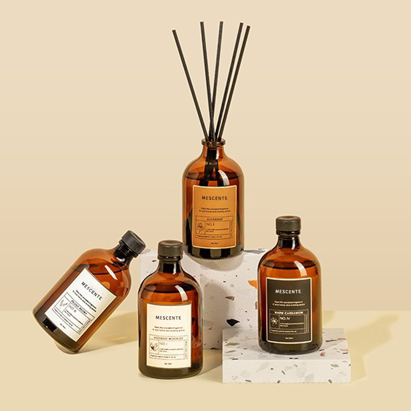 Big Black And Gold 100ml Iridescent Luxury Glass Colourful Sticks Fiber Reed Diffuser Air Freshener Solvent