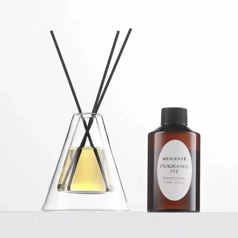 Custom  Large Hex Essenza Unique Glass Bottle White Frosted Extra Air Aroma Reed Diffuser Home Fragrance, Reed Diffusers Christmas