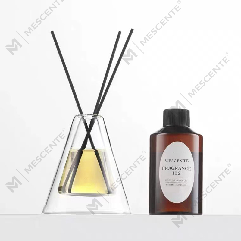 Custom  Large Hex Essenza Unique Glass Bottle White Frosted Extra Air Aroma Reed Diffuser Home Fragrance, Reed Diffusers Christmas