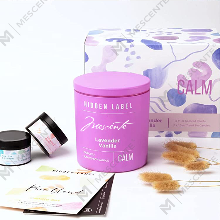 M&Scent Wholesale Luxury Private Label Black Jars Scented Soy Wax Candles With Crystals