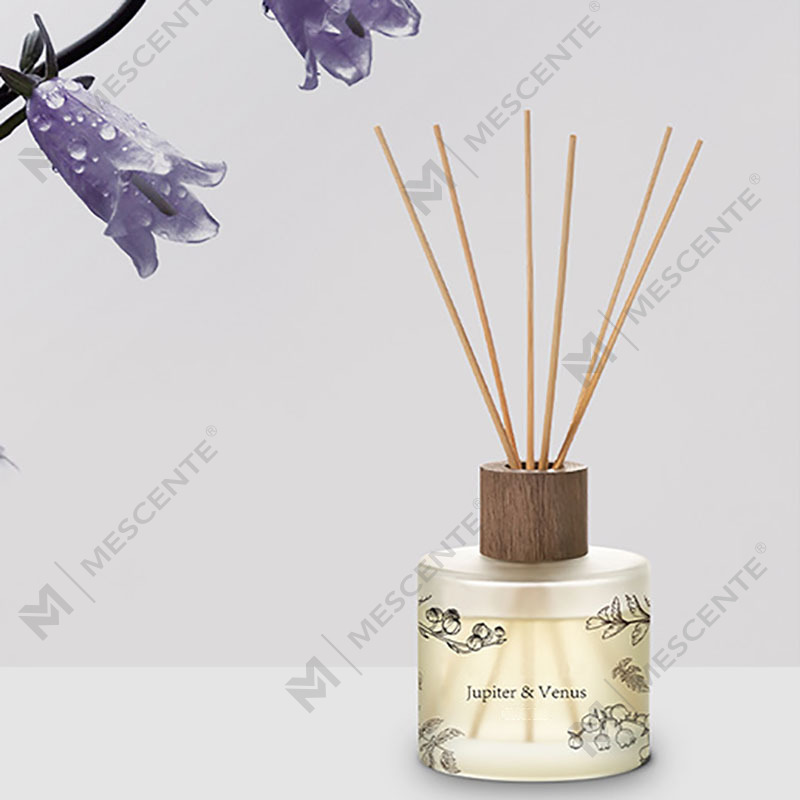 M&Scent Wholesale Luxury Custom Decorative Amber Glass No Fire Unique Transparent Floral Aroma Reed Diffuser