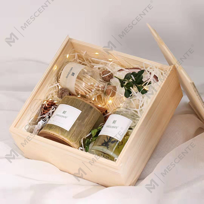M&Scent luxury wood candle holder candles private label scented with box