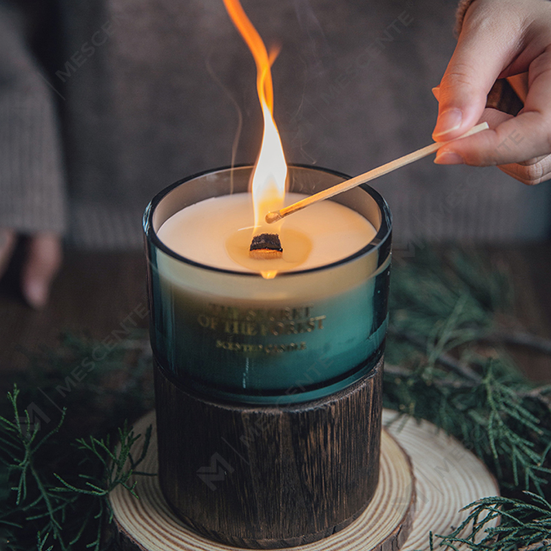 M&Scent custom glass jars bulk order scented soy wax candle with crystals