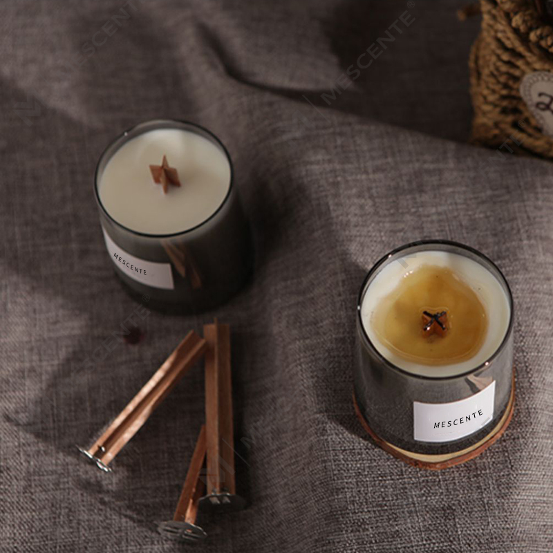 M&Scent luxury glass jars crystal wooden wicks scented soy wax candle, wedding candles