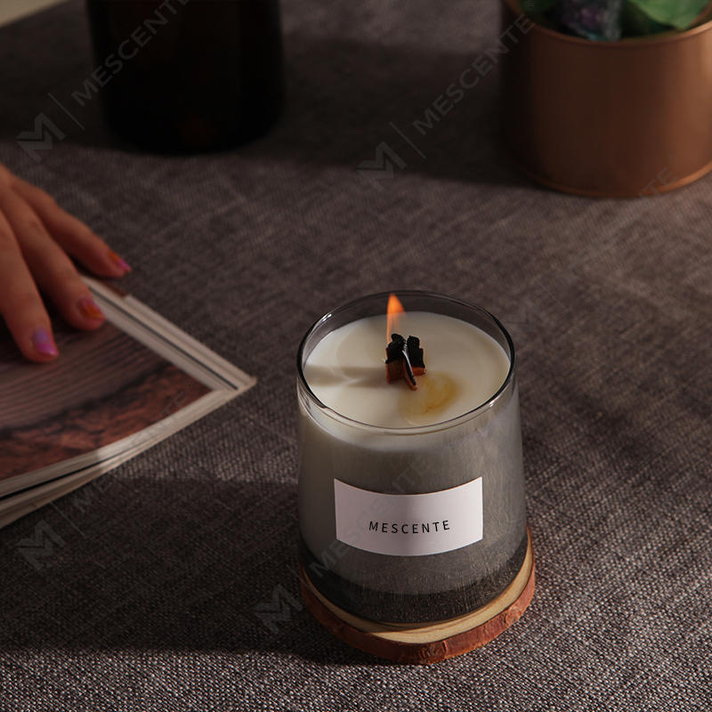 M&Scent luxury glass jars crystal wooden wicks scented soy wax candle, wedding candles