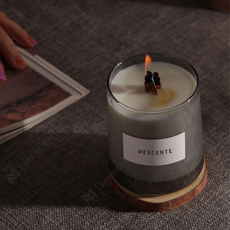 M&Scent luxury glass jars crystal wooden wicks scented soy wax candle, wedding candles