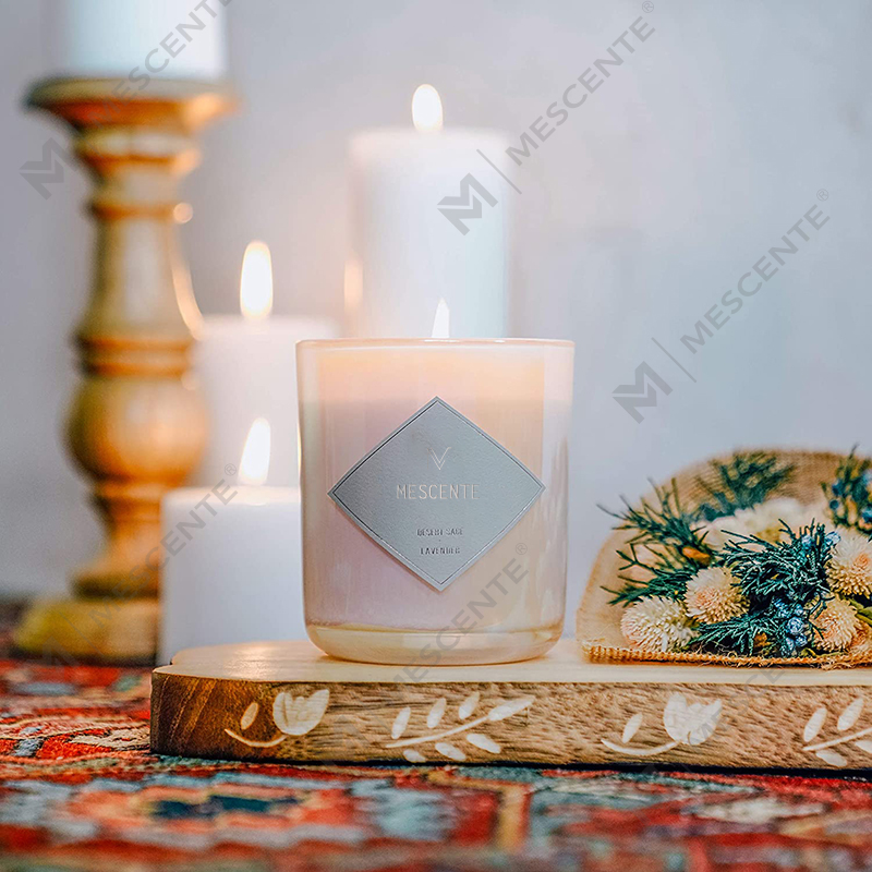 Empty Frosted Clear Glass White Black Wick Candle Jars With Lid