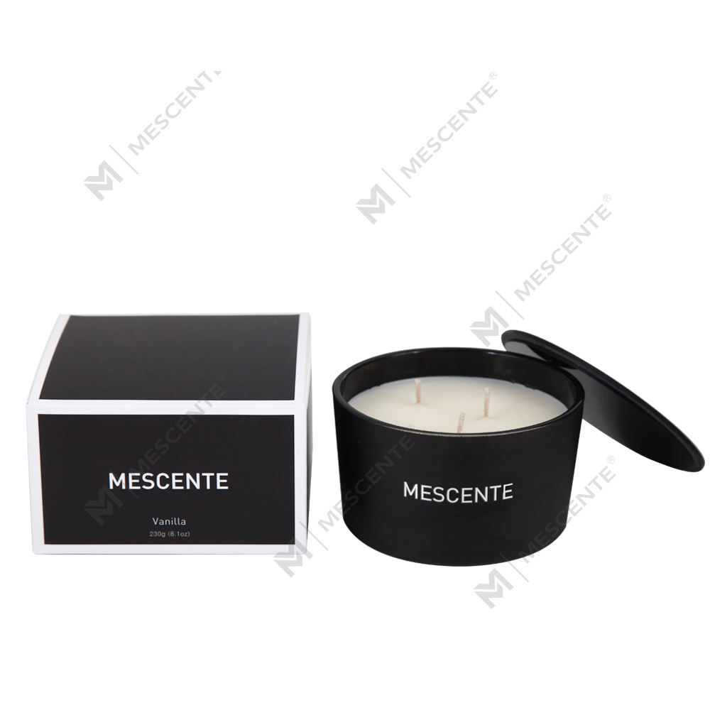 Mescente Wholesale Private Label Glass Jar 3 Wick 100% Soy Wax Scented Candle