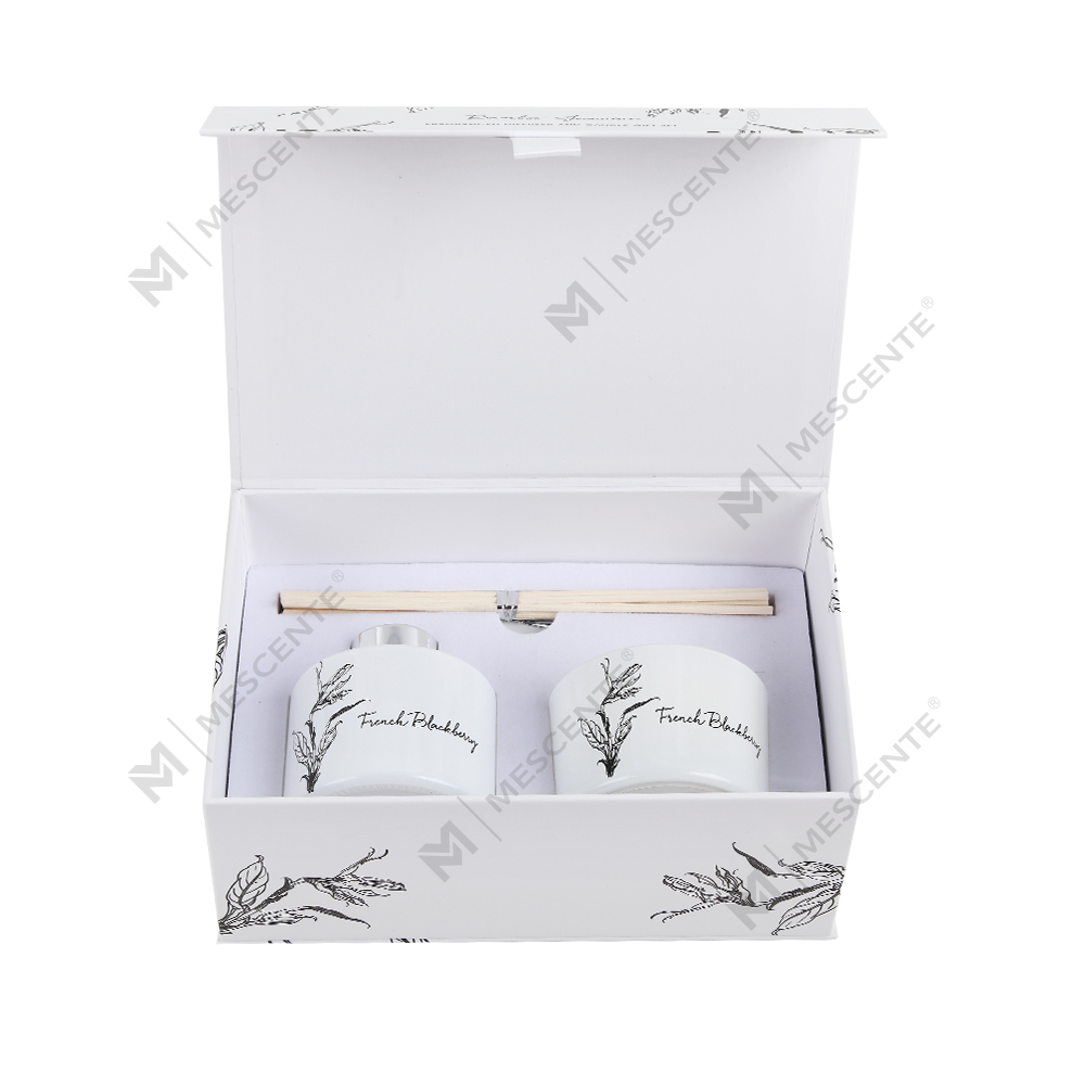 Mescente wholesale luxury private label aroma reed diffuser and scented candle gift set