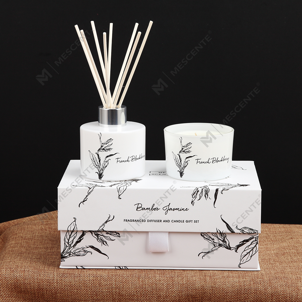 Mescente wholesale luxury private label aroma reed diffuser and scented candle gift set