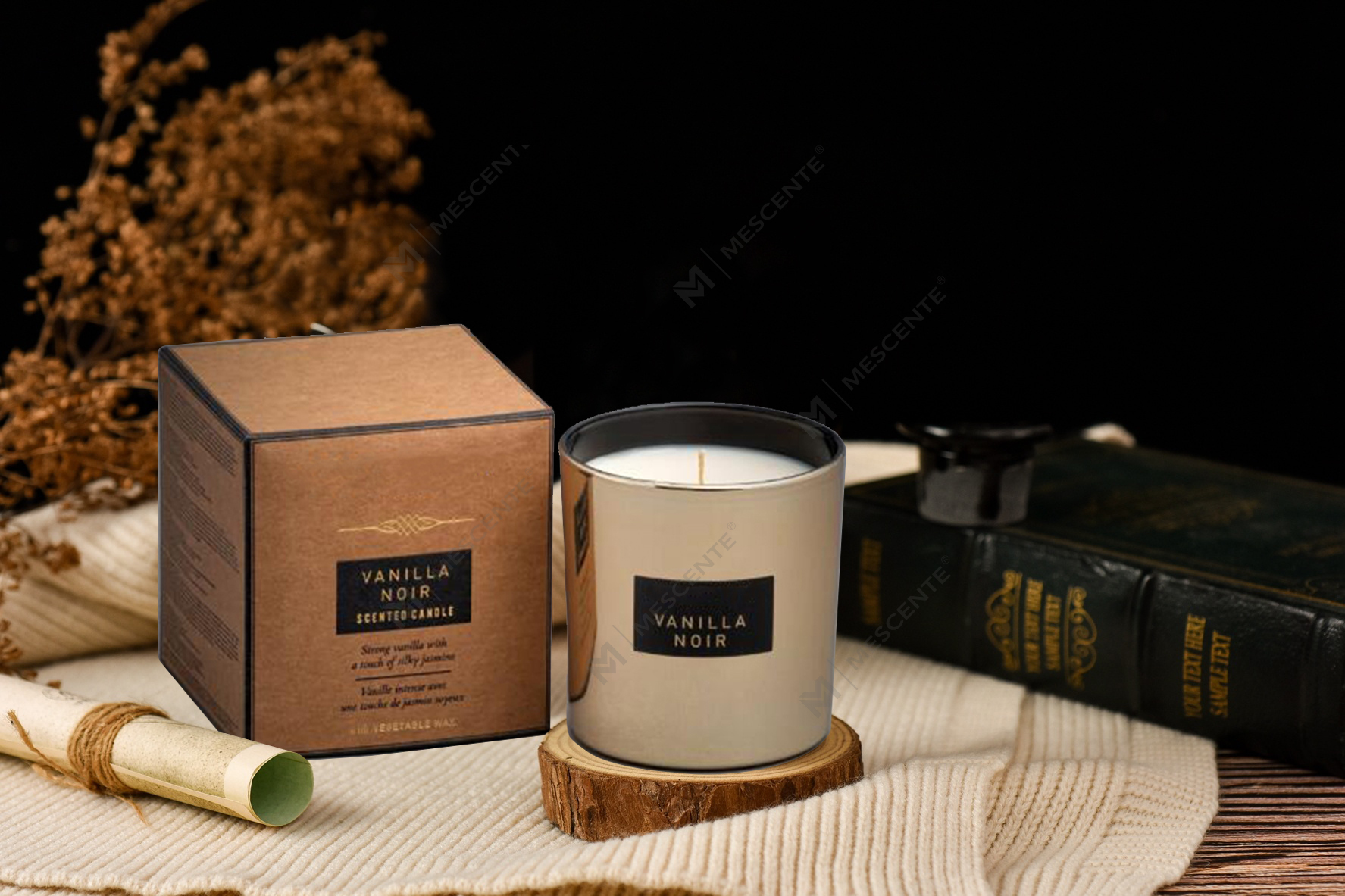 540g large capacity mirror glass scented soy candle