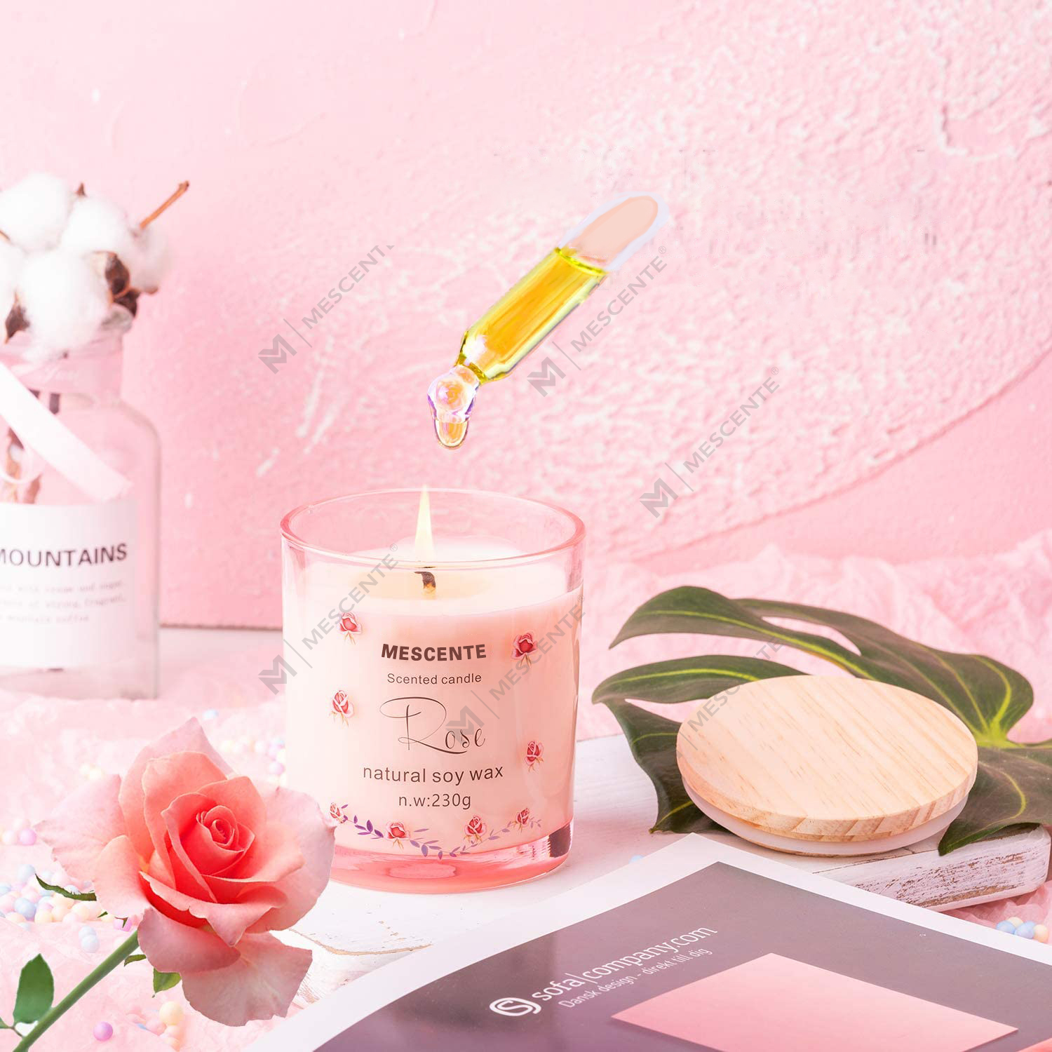 M&Scent Handmade Luxury Glass Holder Spiritual Ceramics Pillar Vanilla Scented Candle With Crystals