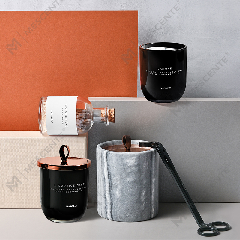 M&Scent Wholesale Luxury Custom Decoration Private Label Black Glass Crystal Scented Soy Wax Candles