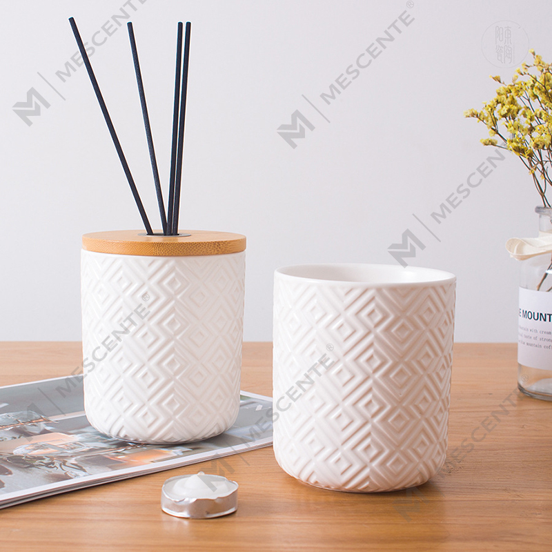 M&Scent 100ml 200 ml Round Ceramic Aroma Decorative Glass Bottle Reed Diffuser