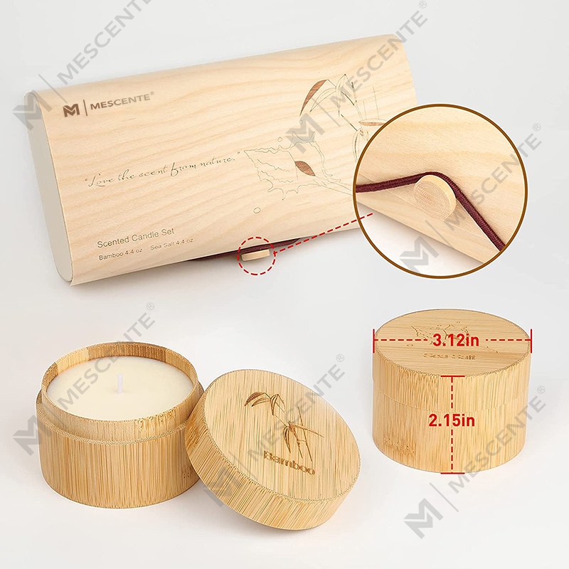 Good Smelling Bamboo & Sea Salt Candles for Home Scented, Soy Wax Organic Candle Set