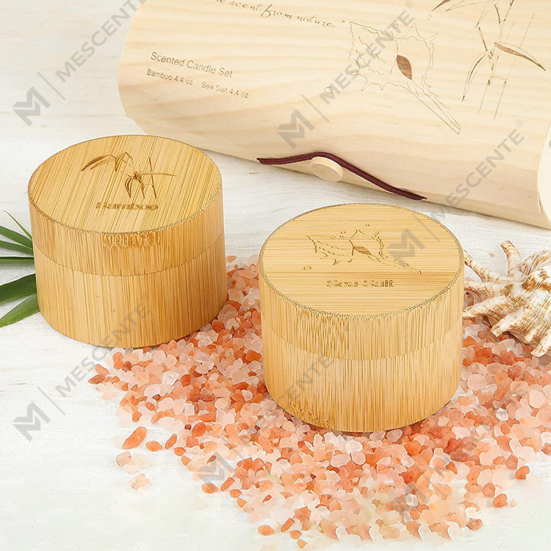 Good Smelling Bamboo & Sea Salt Candles for Home Scented, Soy Wax Organic Candle Set