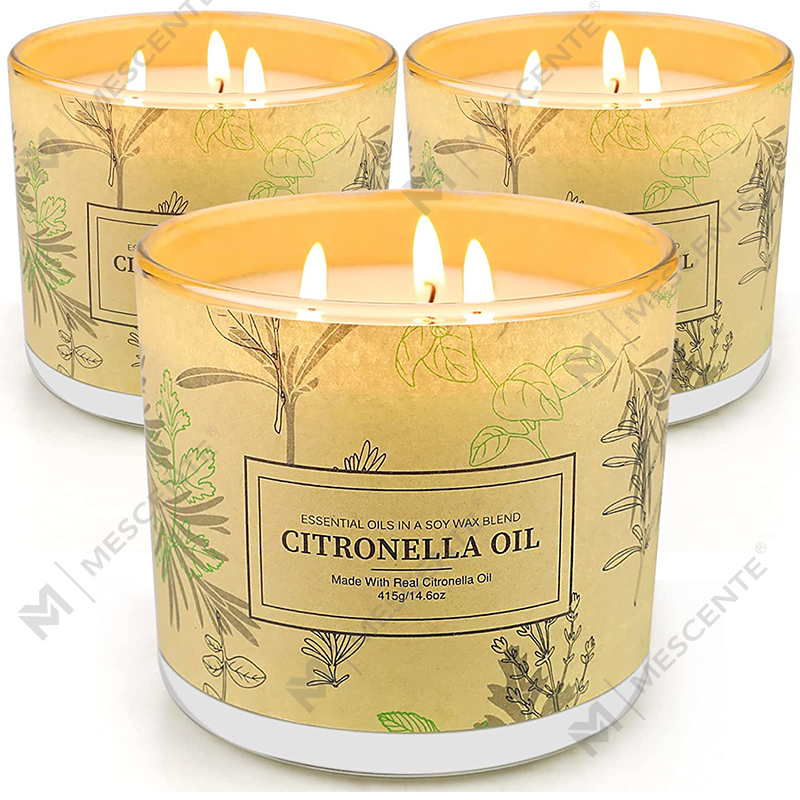 Long Lasting 3 Wick Jar Scented Aromatherapy Citronella Oil Candles Sets for Home Garden Patio Balcony