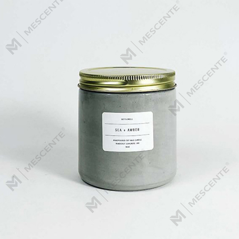 White Custom Concrete Jar Scented Candle with Lid