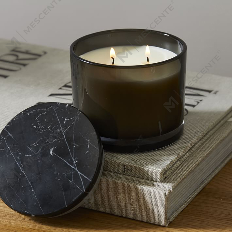 Wholesale Low Moq Luxury Unlabeled 2 Wick Vitrina Marble Lidded Candle