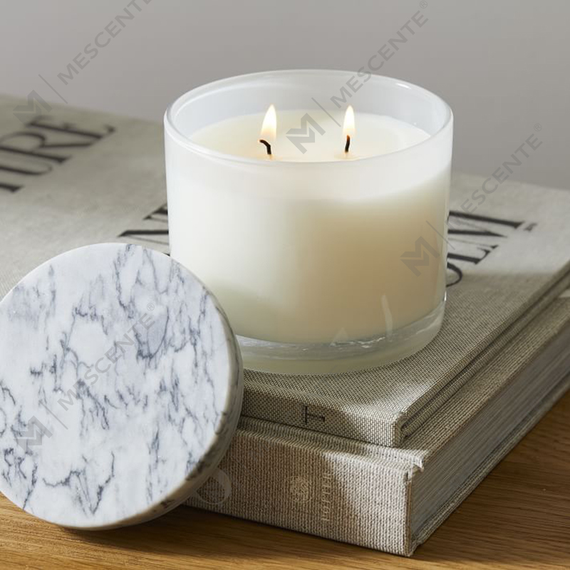 Wholesale Low Moq Luxury Unlabeled 2 Wick Vitrina Marble Lidded Candle