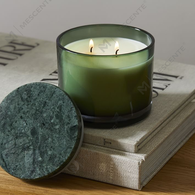 Wholesale Low Moq Luxury Unlabeled 2 Wick Vitrina Marble Lidded Candle