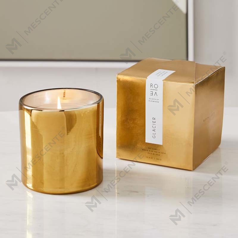 Amazon Luxury Custom Gold Print Logo Black Glass Jar Scented Soy Wax Candle Decoration Gift Set