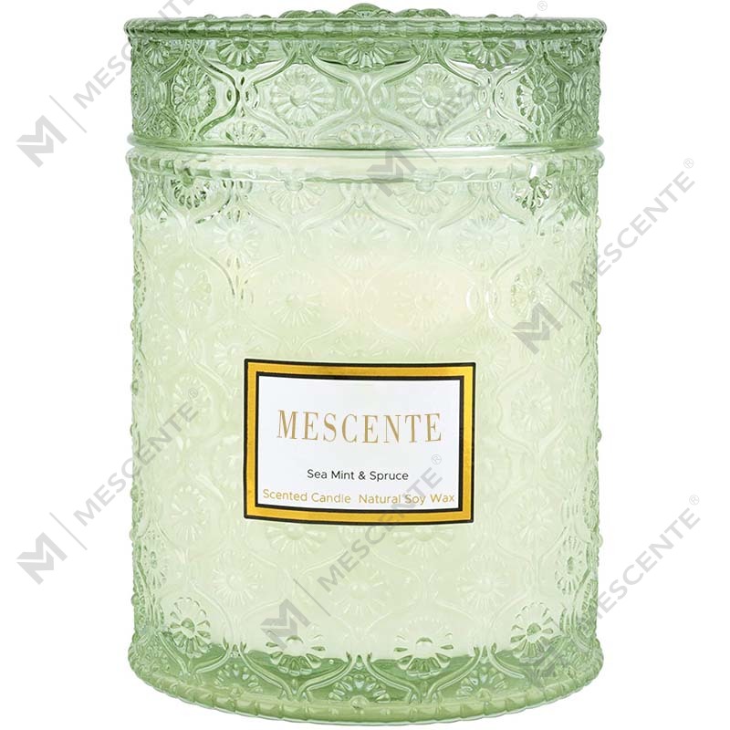 M&Scent Homemade Eucalyptus Spear Mint Soy Wax Dried Flower Scent Spa Candle
