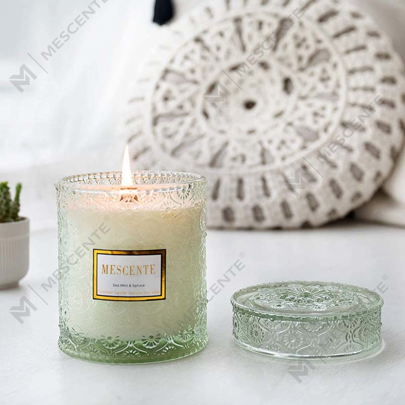 M&Scent Homemade Eucalyptus Spear Mint Soy Wax Dried Flower Scent Spa Candle