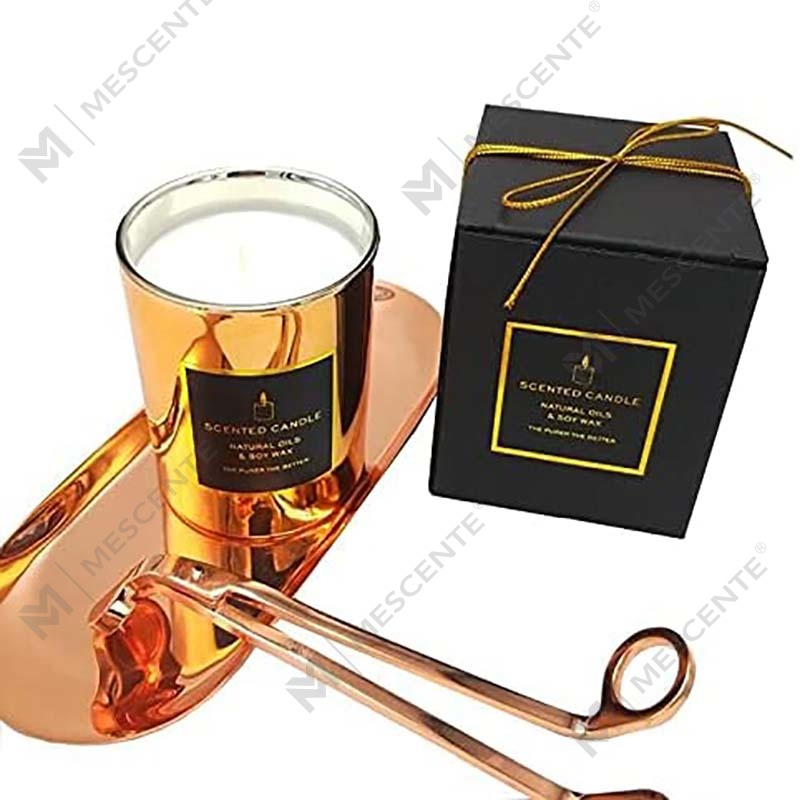 New Luxurious Highly Strong Scented Natural Soy Golden Metal lidded Rose Gold Glass jar Relaxing Aromatherapy Candle