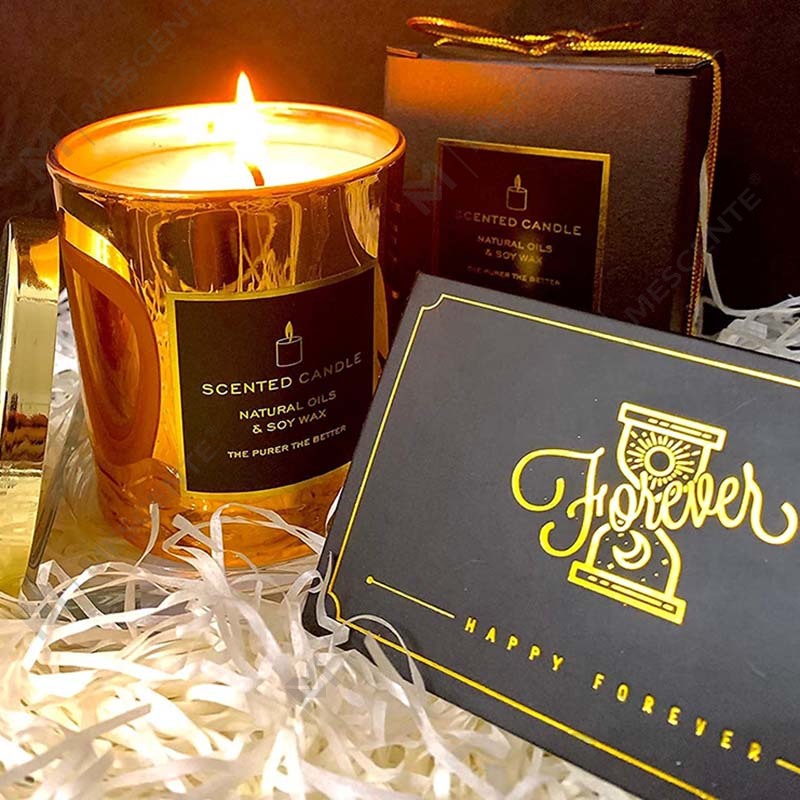 New Luxurious Highly Strong Scented Natural Soy Golden Metal lidded Rose Gold Glass jar Relaxing Aromatherapy Candle