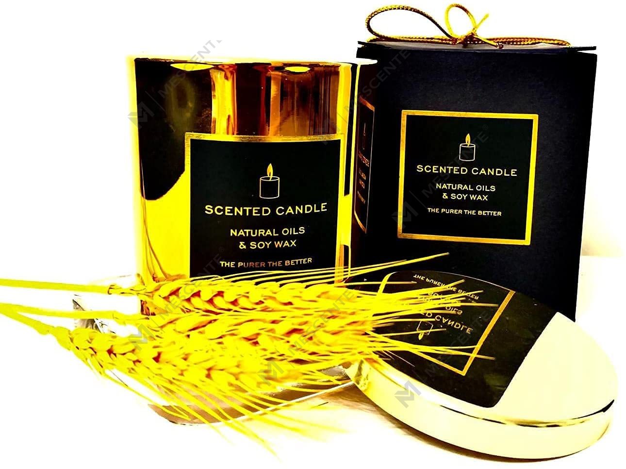 New Luxurious Highly Strong Scented Natural Soy Golden Metal lidded Rose Gold Glass jar Relaxing Aromatherapy Candle