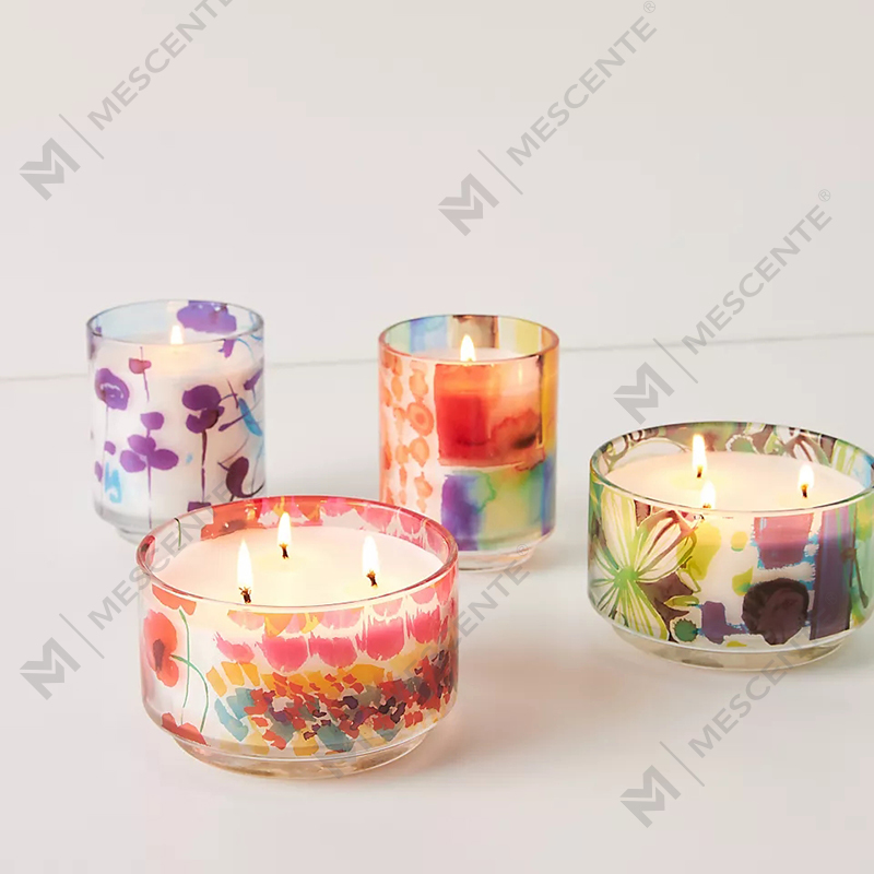 M&Scent Luxury Custom Decoration Private Label 3 Wick A Sunday Painter Glass Crystal Scented Soy Wax Candles