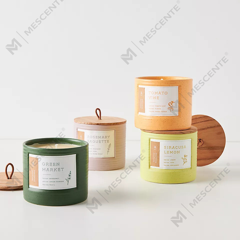 M&Scent Private Label Colored Ceramic Jars Scented Soy Wax Chic Candles