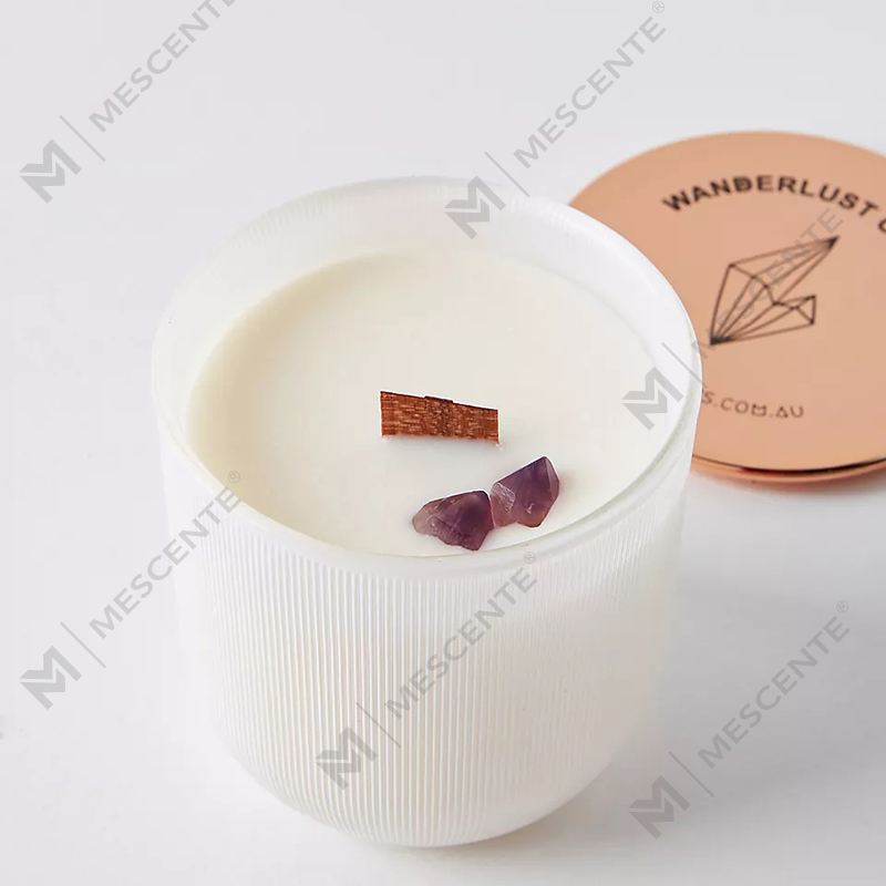 Wholesale Luxury Marble Shiny Logo Crystal Infused Gem Chakra Aromatherapy Scented Soy Wax Candles