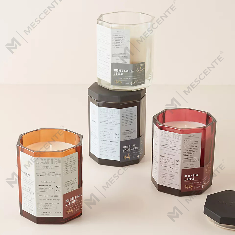 M&Scent Custom Luxury Wooden Lid Cotton Wick Glass Vessel Soy Wax Blend Autumnal Crafted Glass Candle