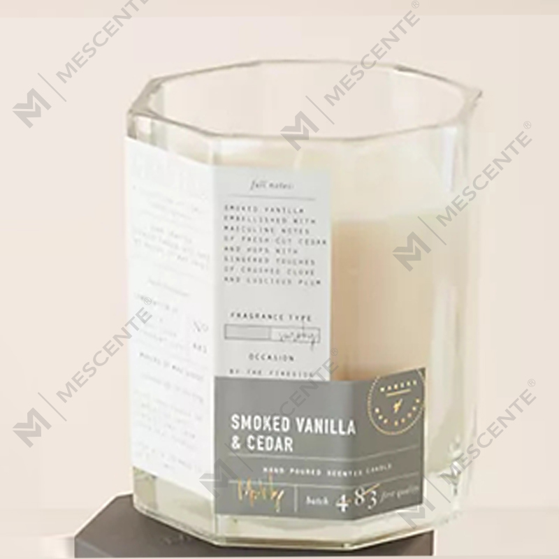 M&Scent Custom Luxury Wooden Lid Cotton Wick Glass Vessel Soy Wax Blend Autumnal Crafted Glass Candle