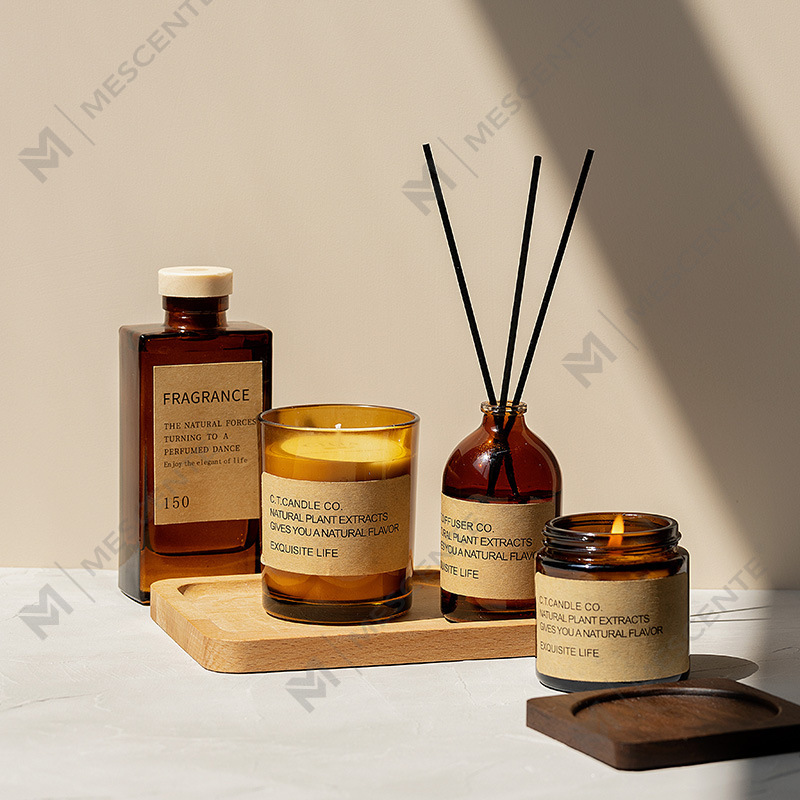 M&Scent luxury decor home reed diffuser and scented candle set with box packaging