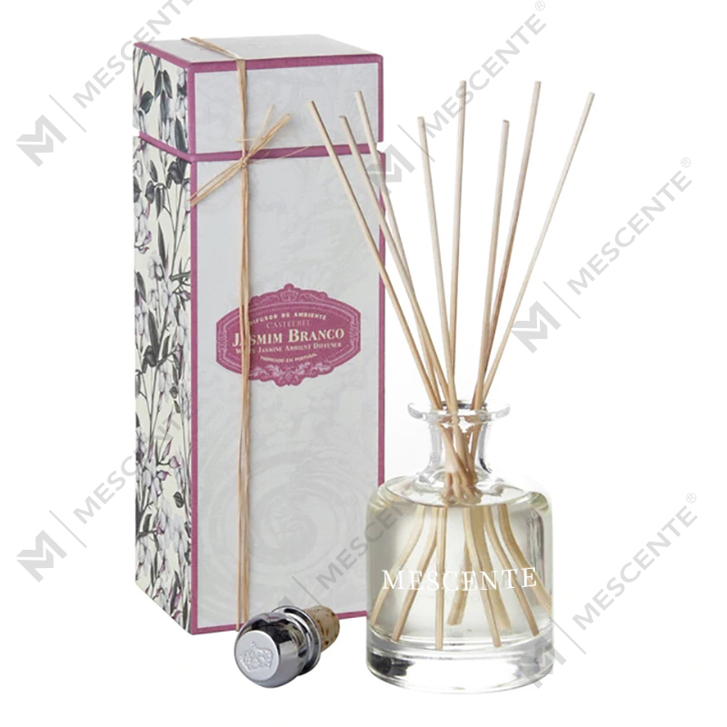 Luxury Spring 400ml Eco Friendly Pink Bottles Cement Grey Leather Magnolia Scent Flower Sticks Reed Diffuser